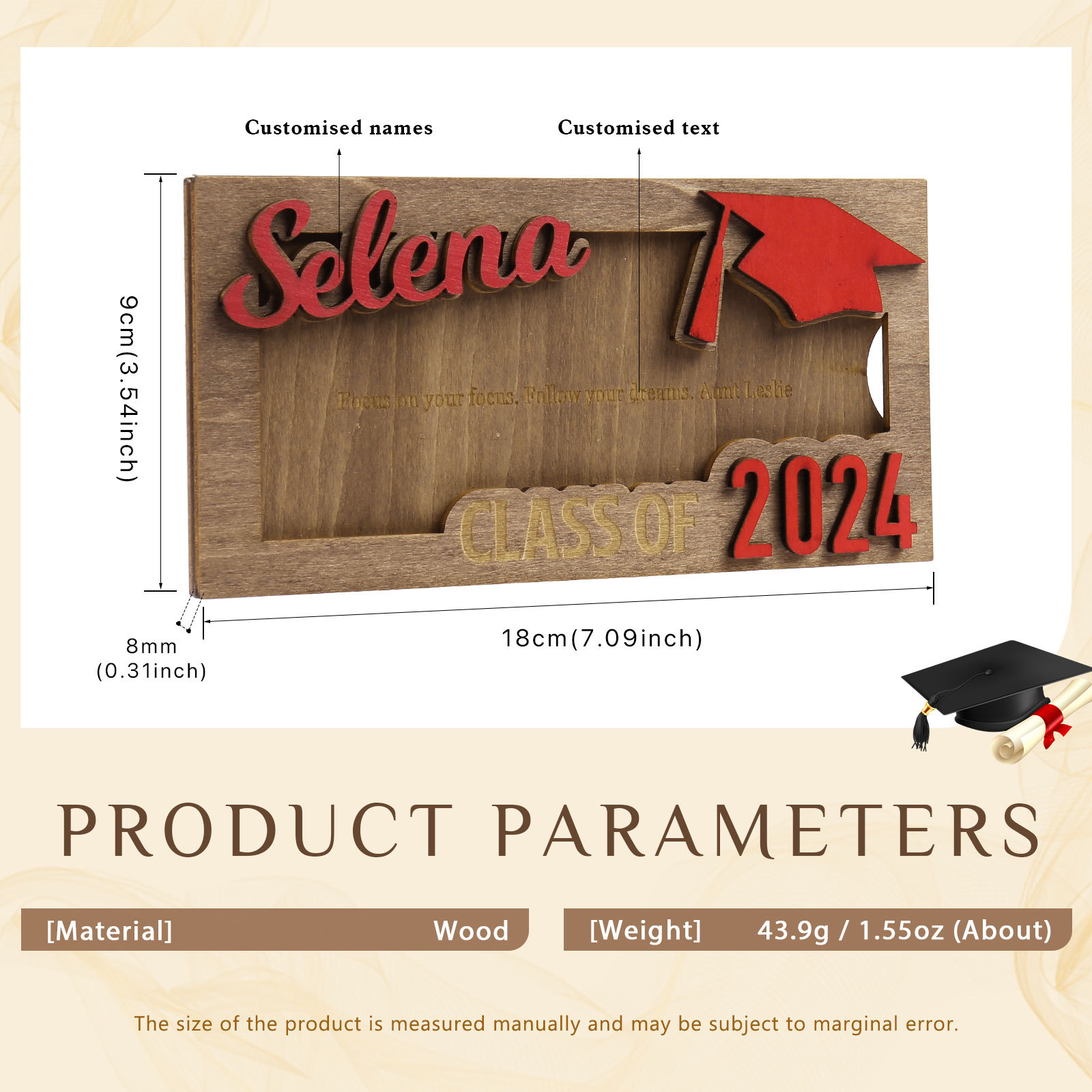 Class of 2024 Personalised Graduation Cash Clip Custom Name & Text Cash Box Creative Gifts for Her/Him-Jessemade AU