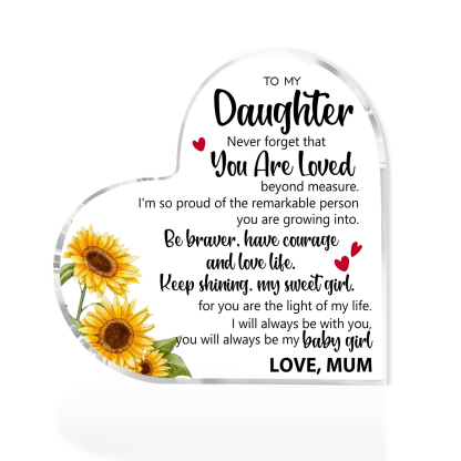 To My Daughter Acrylic Heart Keepsake Heart Ornament - You Will Always Be My Baby Girl-Jessemade AU