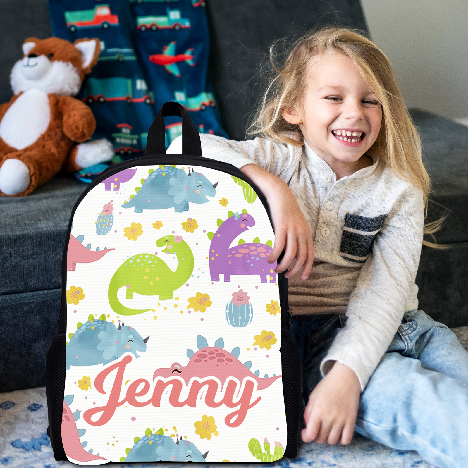 Custom Name Schoolbag Personalised Dinosaur Backpack Travel Bag for Kids-Jessemade AU