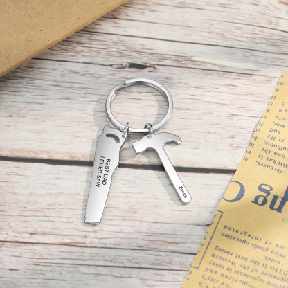 Father's Day Gifts Tool Keychain Personalised 1 Name Stainless Steel Keyring For Him-Jessemade AU