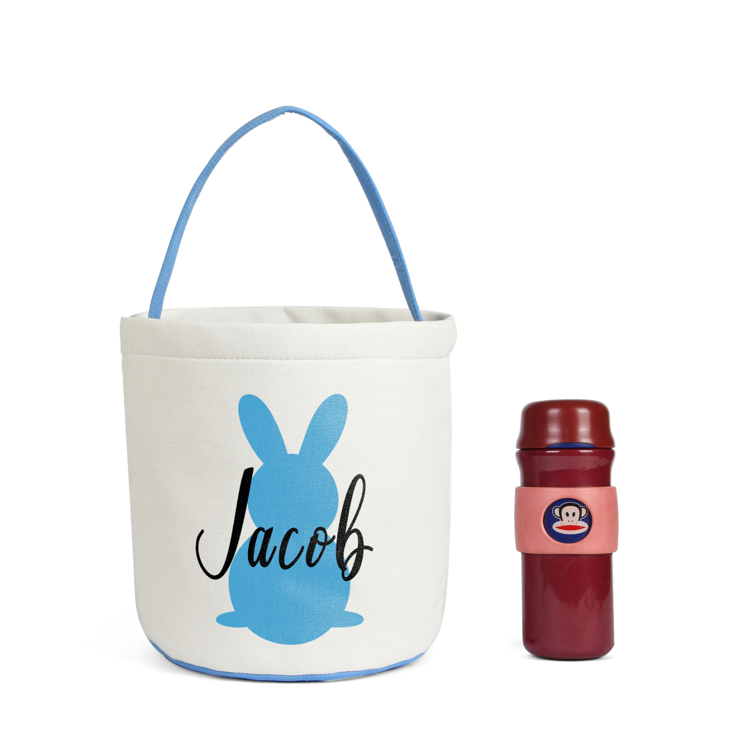 Easter Bunny Tote Bag Personalised Name Bucket Bag White Basket Gifts For Kids-Jessemade AU