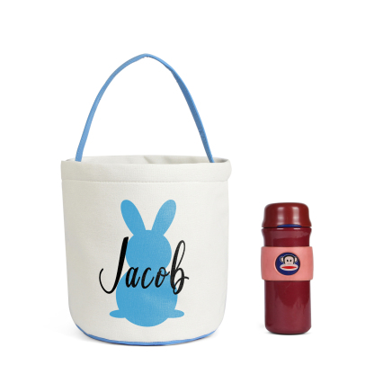 Easter Bunny Tote Bag Personalised Name Bucket Bag White Basket Gifts For Kids-Jessemade AU