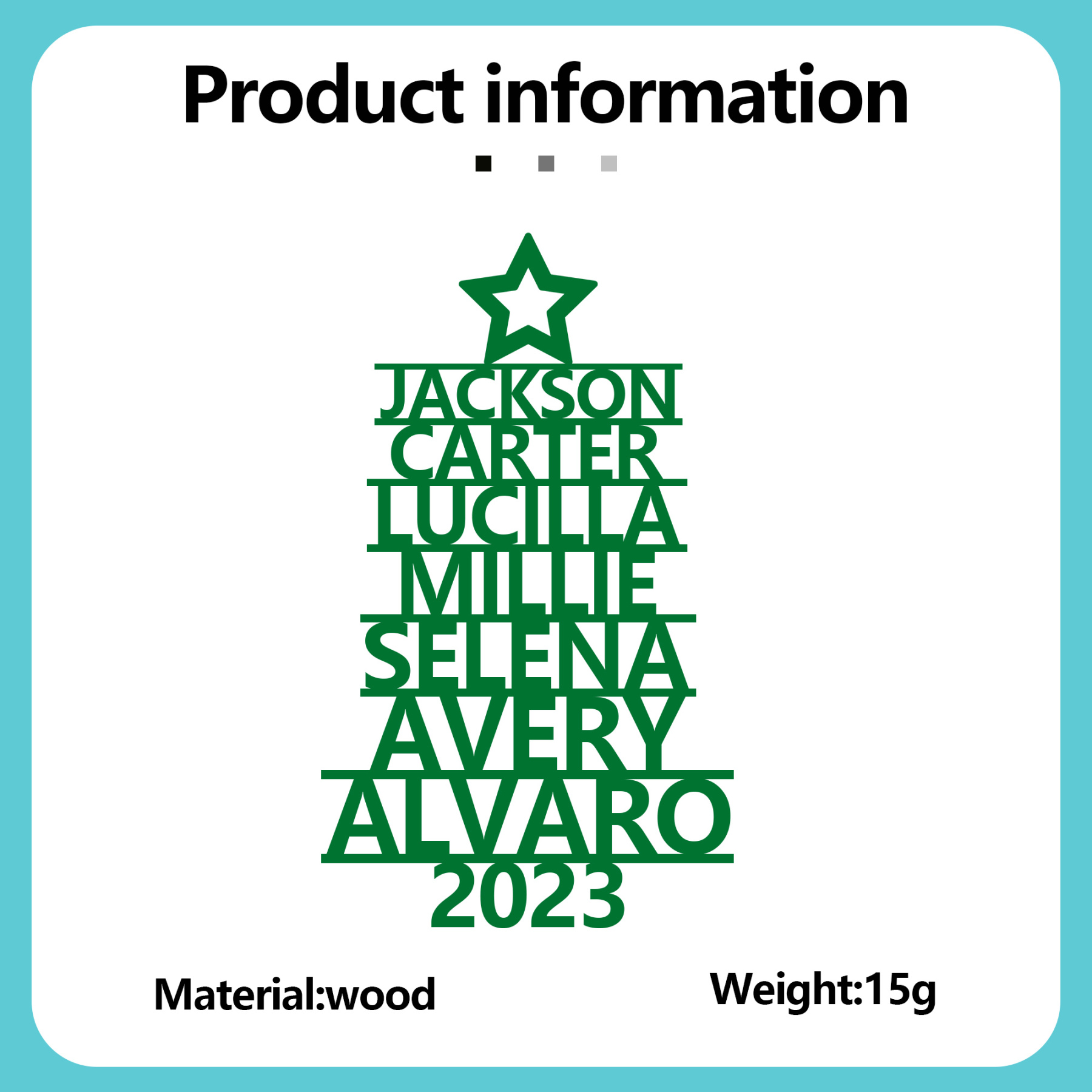 7 Names - Personalised Christmas Tree Ornaments Customised Name Xmas Wooden Decor Gifts for Family Friends-Jessemade AU