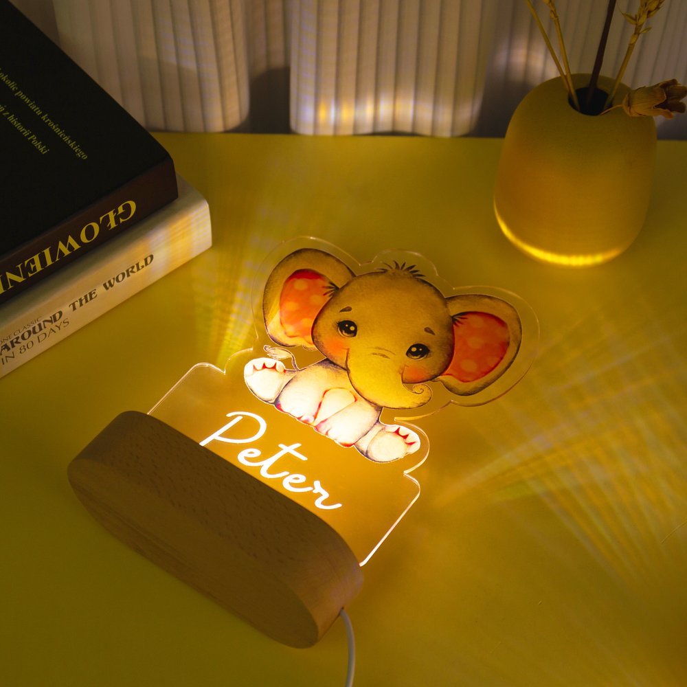 Custom Name Animal Elephant Night Light LED Lamp Gifts For Kids-Jessemade AU