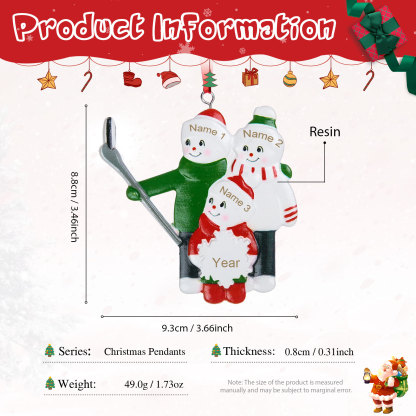 3 Names - Personalised Resin Christmas Ornaments Customised Name & Year Xmas Decor Gifts for Family Friends-Jessemade AU