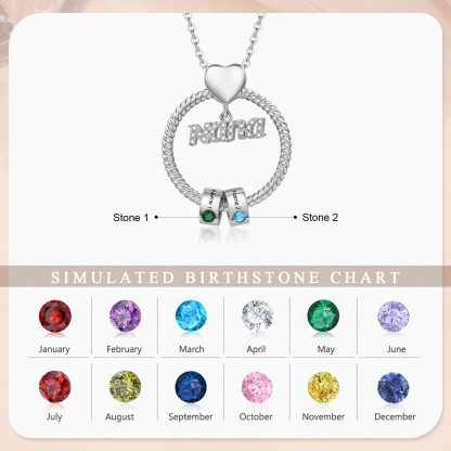 2 Names - Personalised Nana Necklace Custom Names & Birthstones Circle Pendant Necklace Gift for Grandma Nana-Jessemade AU