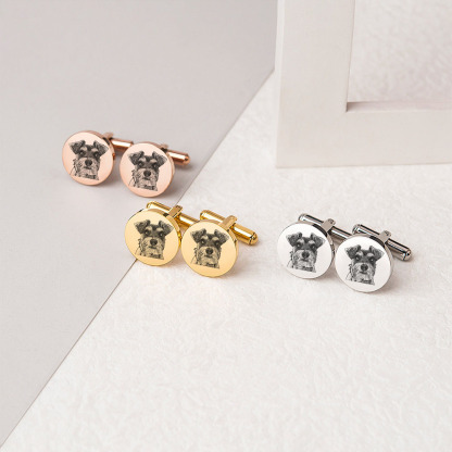 Personalised Men's Cufflinks Custom 2 Photos Circle Metal Cufflinks Pet Photo Memorial Gift-Jessemade AU