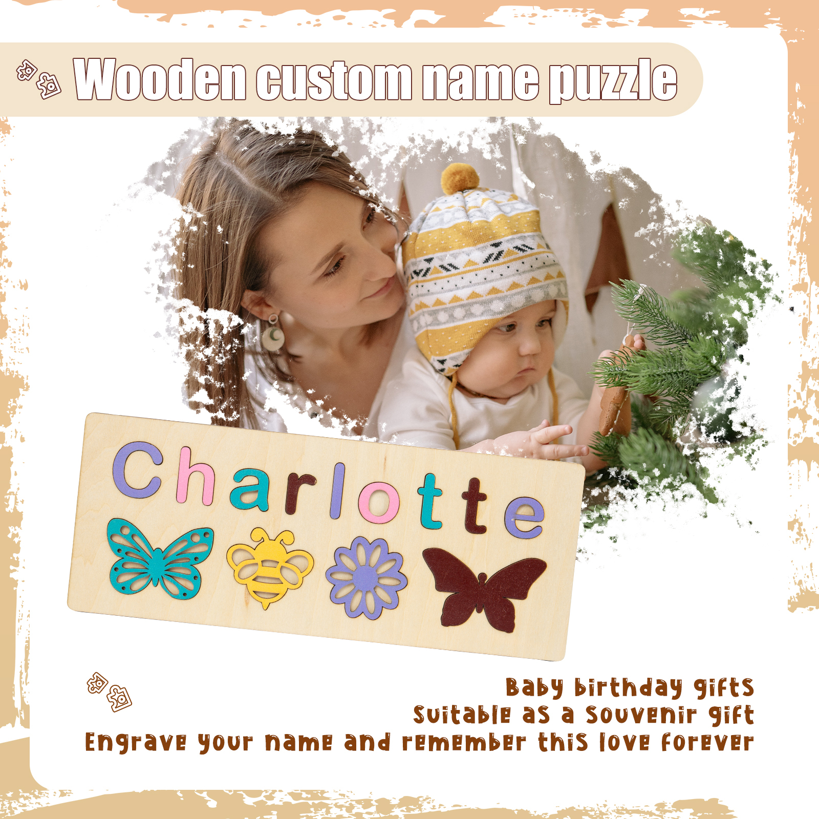 Personalised Kid's Wooden Name Alphabet Puzzle Toy for Toddlers Early Learning Child Toy-Jessemade AU