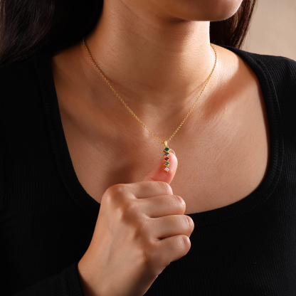 Personalised Women's Necklace Custom 6 Birthstones Pendant Necklace Birthday Gift for Her-Jessemade AU