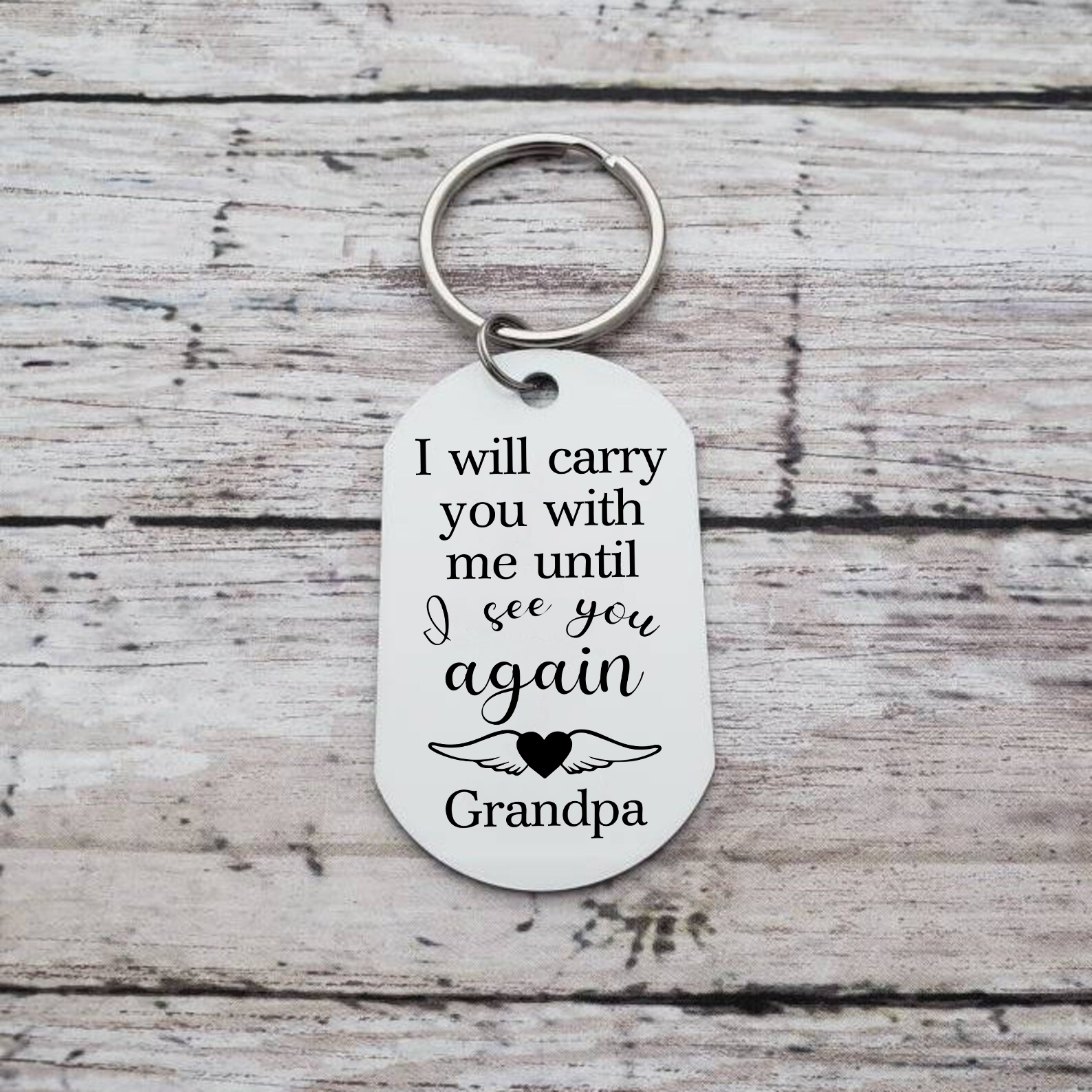 Personalised Memorial Photo Keychain Engrave 1 Name Keychain - I will carry you with me until I see you again - Loss of Loved One-Jessemade AU