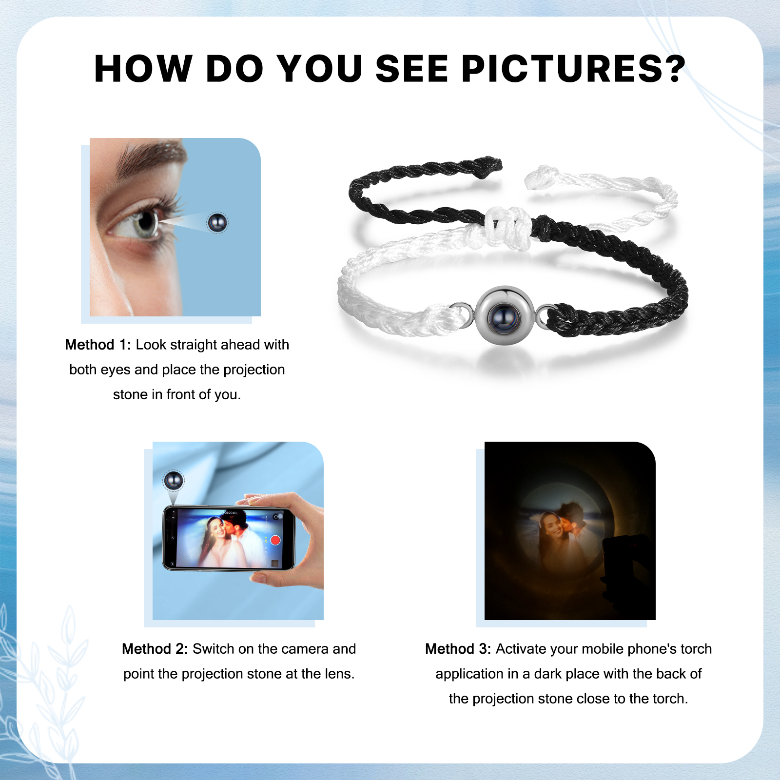 Personalised Projection Bracelet Customised Photo Bracelet Adjustable Bracelet Gift for Couples/Family/Friends-Jessemade AU