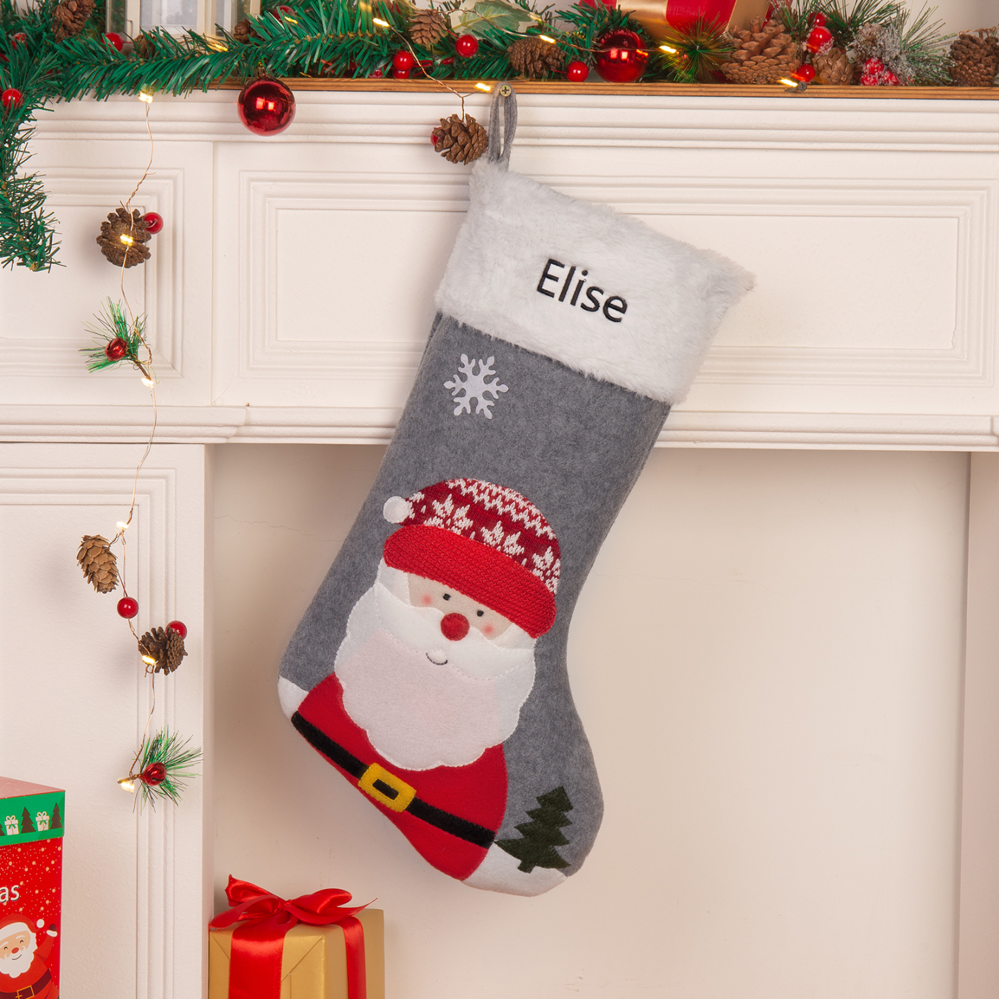 Customised 1 Name Christmas Stockings Ornaments Personalised Christmas Gray Gifts for Family Friends-Jessemade AU