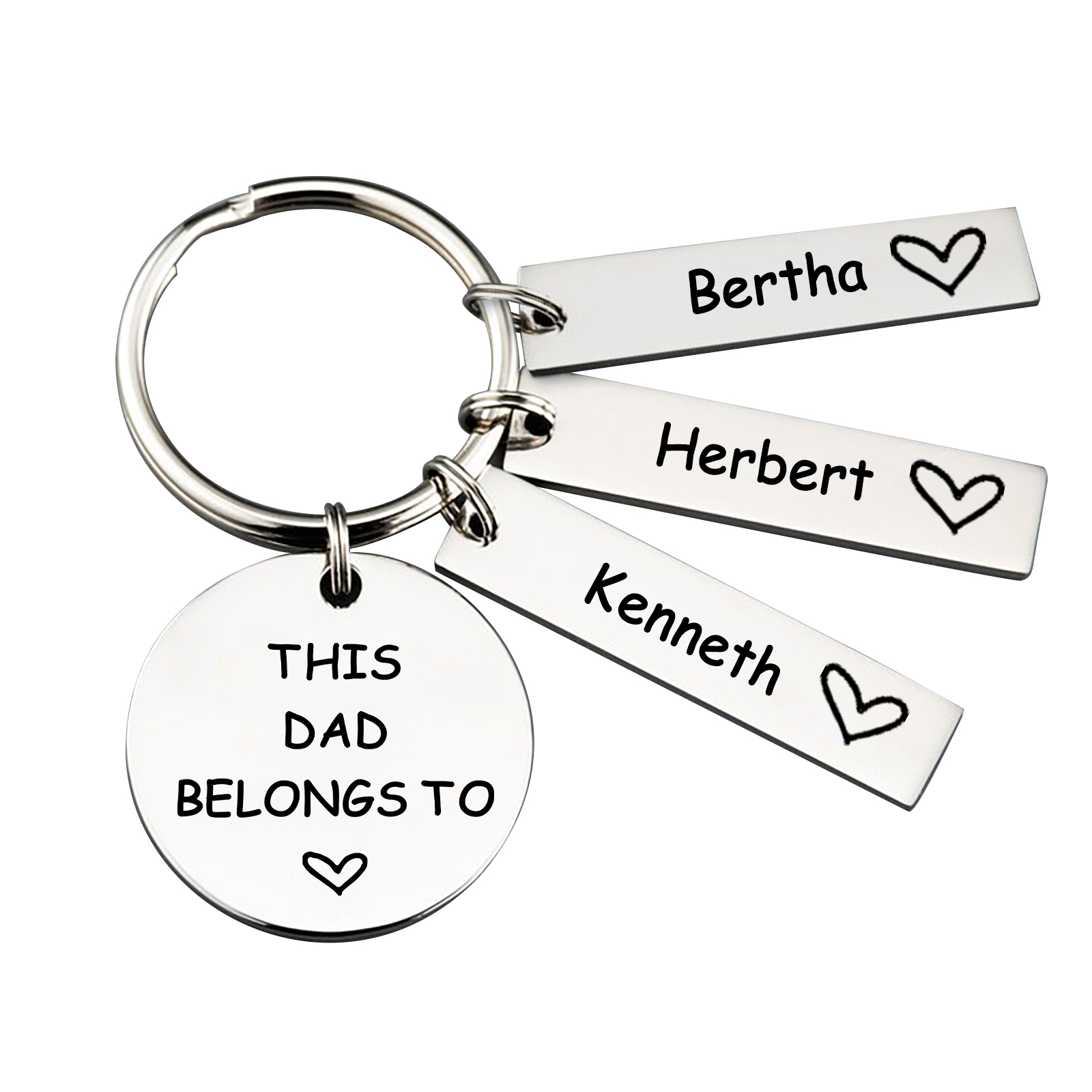 3 Names - Personalised Name Keychain Stainless Steel Keychain Special Gift for Mummy/Dad-Jessemade AU