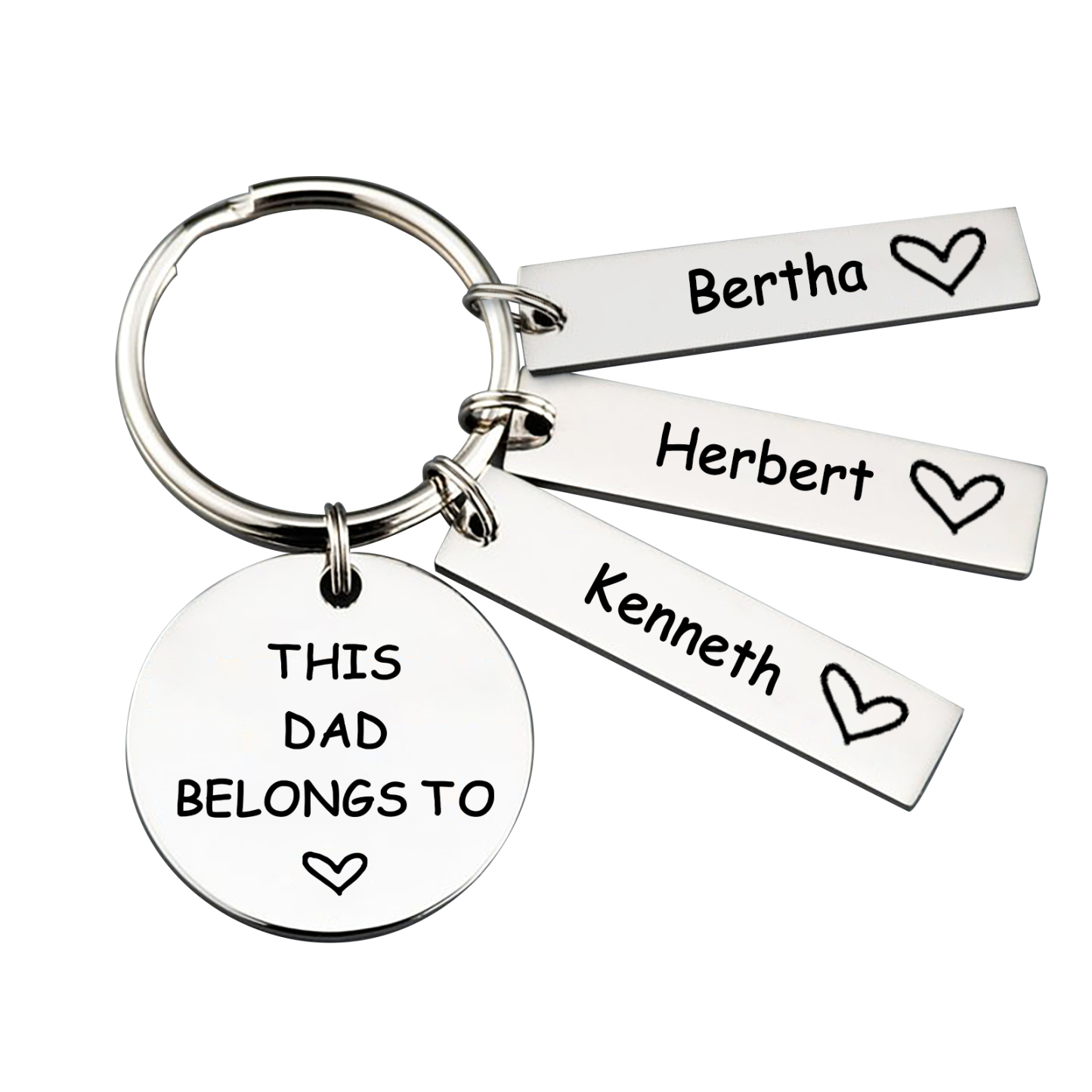 3 Names - Personalised Name Keychain Stainless Steel Keychain Special Gift for Mummy/Dad-Jessemade AU