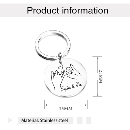 Personalised Round Keychain Custom Text Keyring Pinky Swear Gift For Friend/Sister/Bestie-Jessemade AU