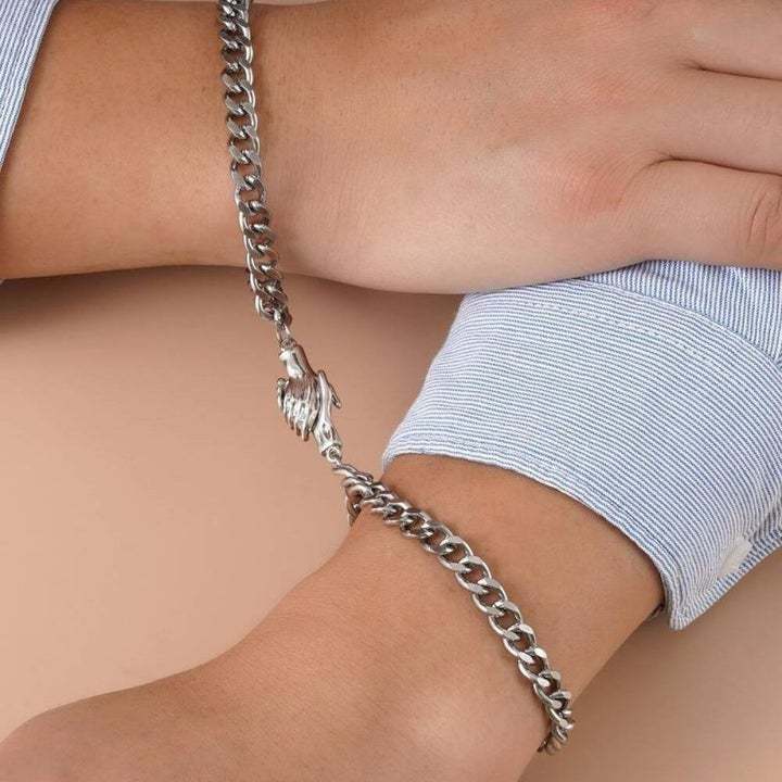 Magnetic Handshake Couple Bracelet Valentine's Day Gifts Holding Hands Pendant Bracelet for Him Her-Jessemade AU