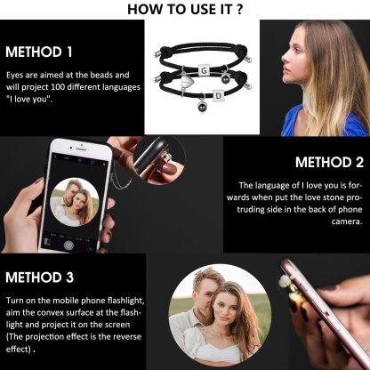 Personalised Photo Projection Bracelet Set Custom 2 Letters Magnetic Bracelet Matching Gifts for Couples-Jessemade AU