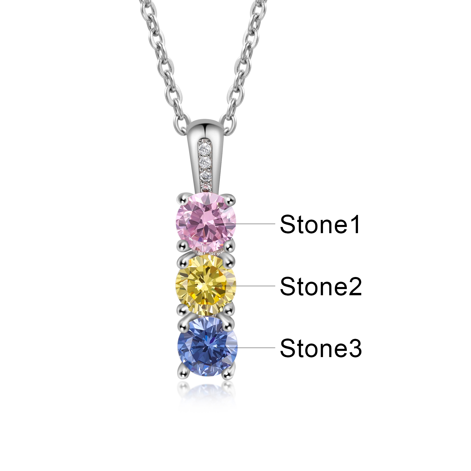 Family Birthstone Necklace Personalised 3 Stones Family Tribal Necklace for Her-Jessemade AU