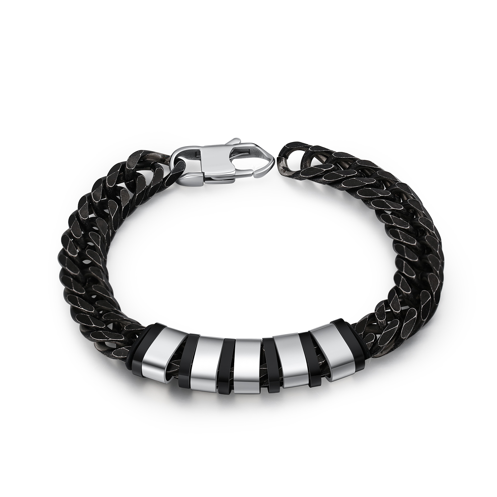 Personalised Black Stainless Steel Bracelet Custom 5 Names Men's Women's Bracelets For Couple-Jessemade AU