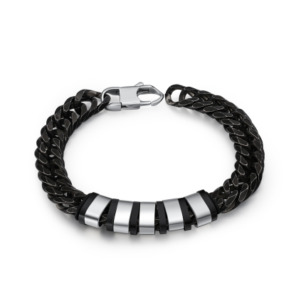 Personalised Black Stainless Steel Bracelet Custom 5 Names Men's Women's Bracelets For Couple-Jessemade AU