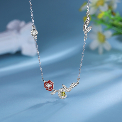 Personalised June Birthflower Necklace With Birthstone Best Gift For Her-Jessemade AU