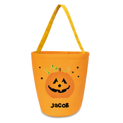 1 Name - Personalised Halloween Tote Bags Bucket Bag Halloween Trick or Treat Candy Bags for Children-Jessemade AU
