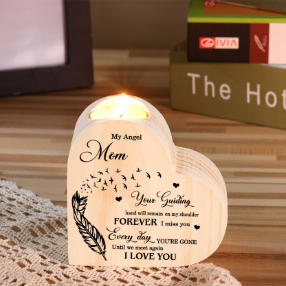 My Angel Mom Wooden Heart Candle Holder Memorial Candlesticks "Until we meet again"-Jessemade AU