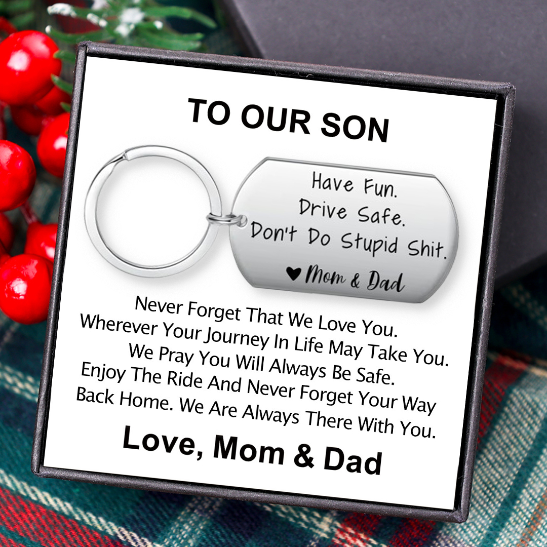 Drive Safe Don’t Do Stupid From Mom/Mum/Dad Funny Keychain for Kids-Jessemade AU