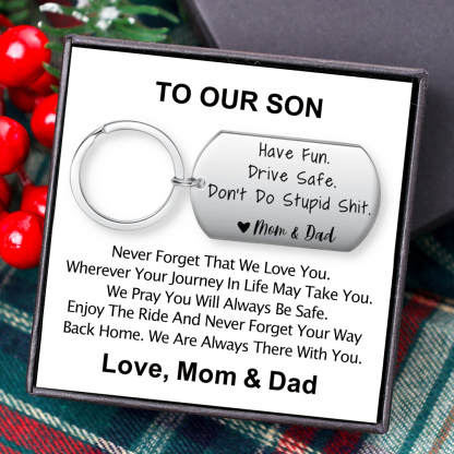 Drive Safe Don’t Do Stupid From Mom/Mum/Dad Funny Keychain for Kids-Jessemade AU