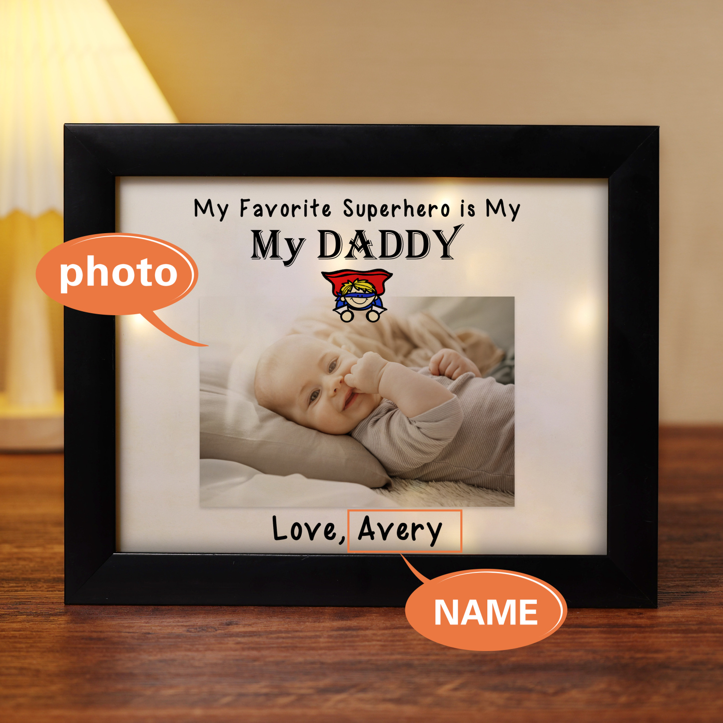 Personalised Father Photo Frames With Light Custom Photos Home Decor Gifts-Jessemade AU
