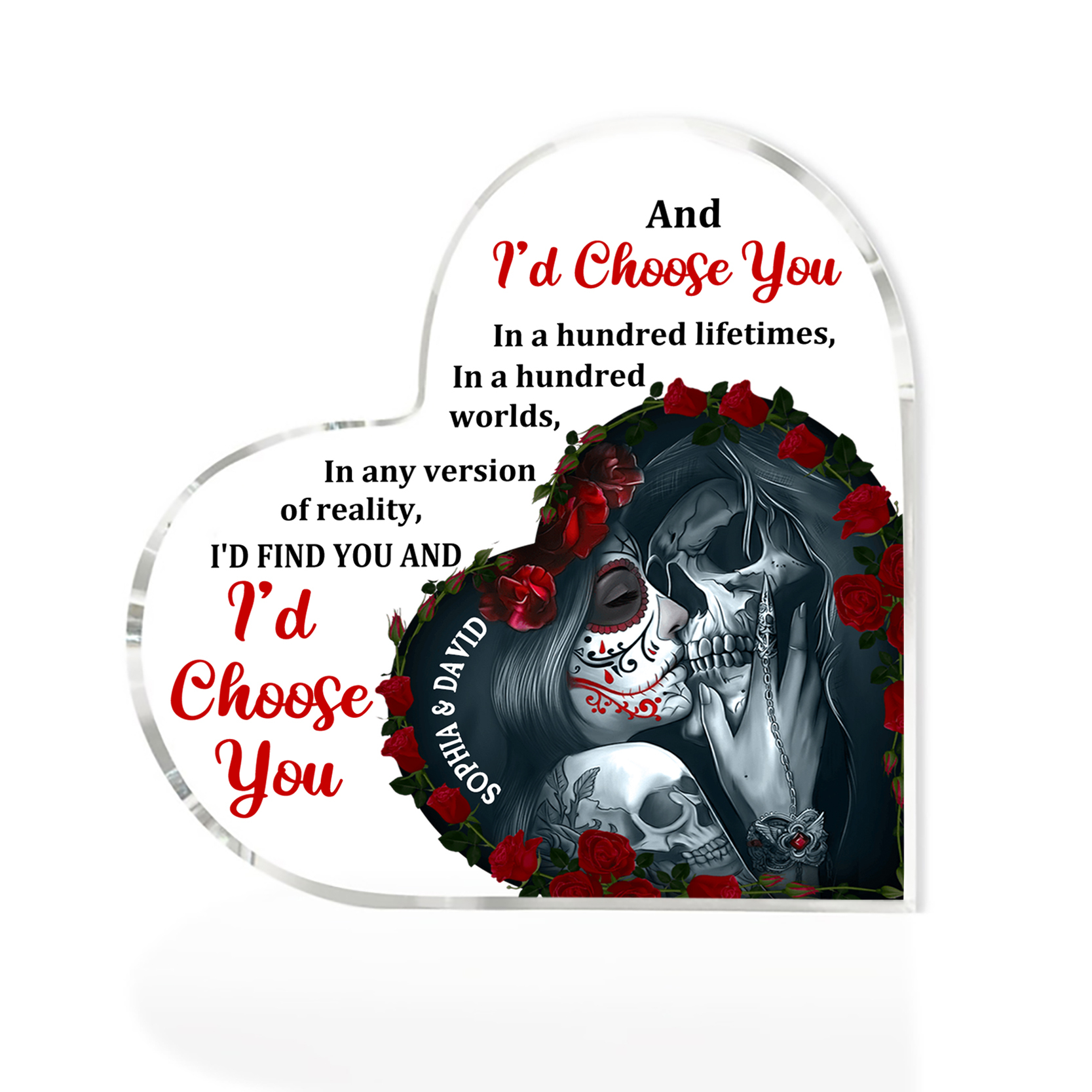 Couple Acrylic Heart Keepsake Customised Text Ornament Valentine's Day Gift For Couples - I'd Find You And I'd Choose You-Jessemade AU