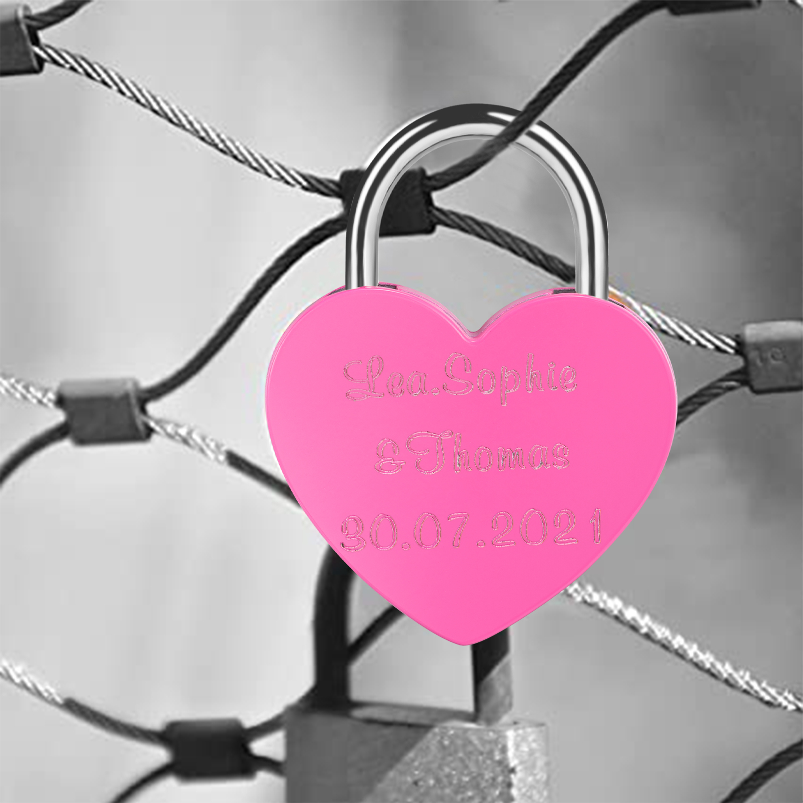 Personalised Heart Engraved Love Lock Custom Names Padlocks Gifts For Couple-Jessemade AU