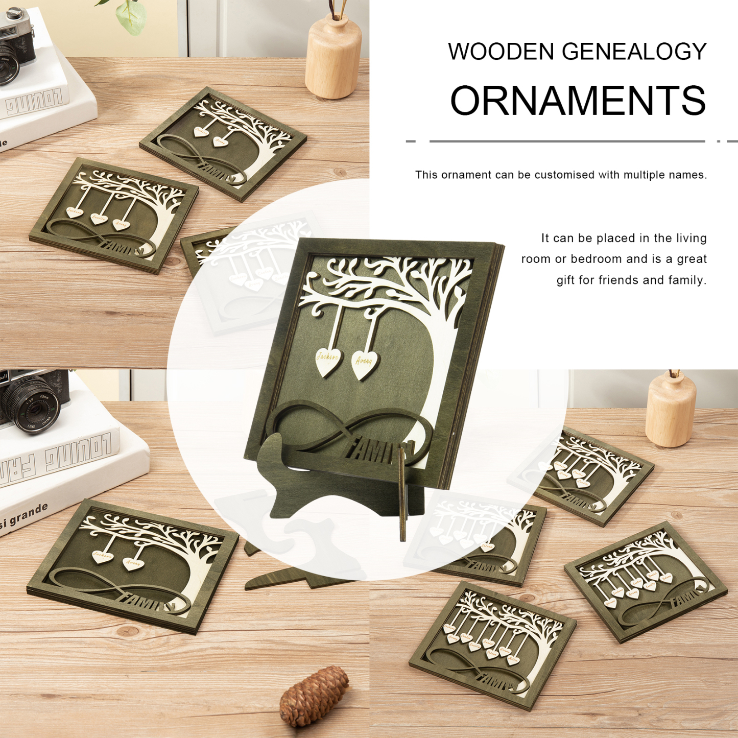 Custom Family Tree Sign with 2 Names Wooden Keepsake Gifts-Jessemade AU