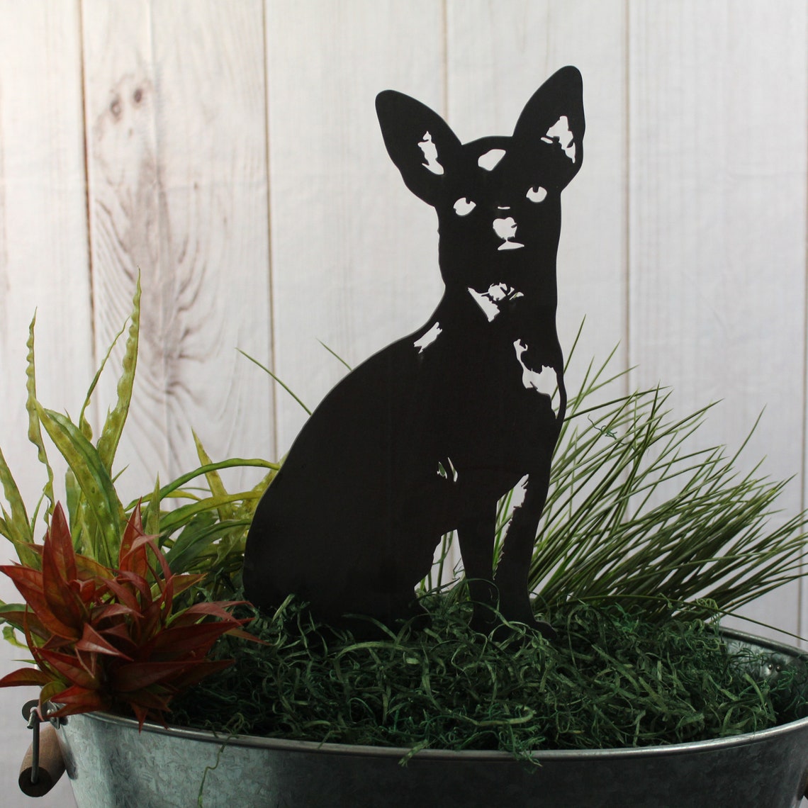 Chihuahua Metal Dog Silhouette Garden Yard Decoration-Jessemade AU