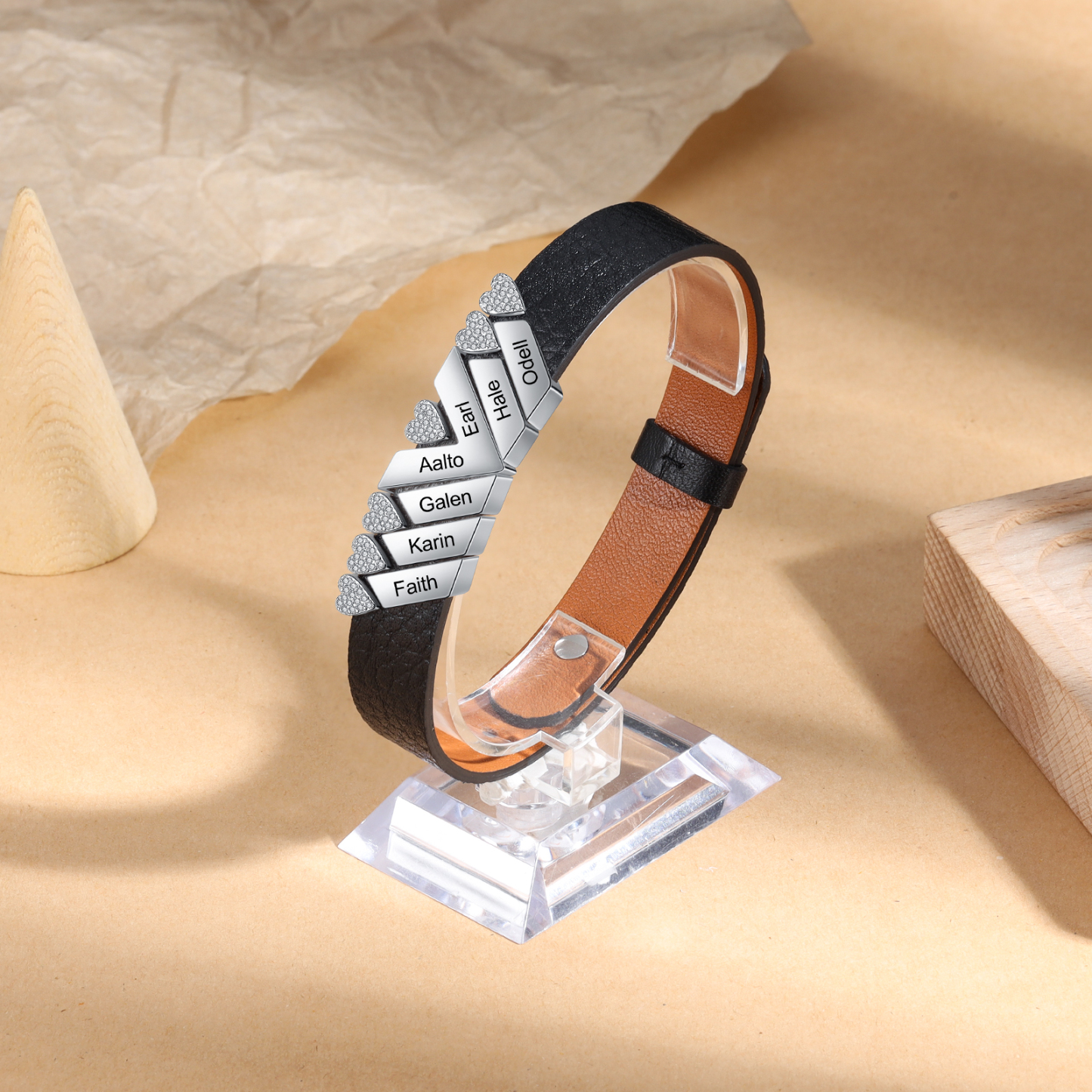 Mother's Day Gifts Personalised Leather Bracelet With 7 Names Gifts For Women-Jessemade AU