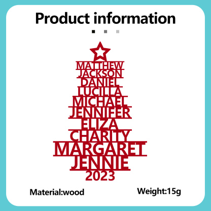 10 Names - Personalised Christmas Tree Ornaments Customised Name Xmas Wooden Decor Gifts for Family Friends-Jessemade AU