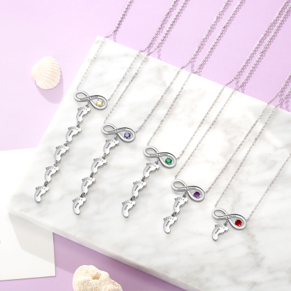 Mother's Day Gifts Personalised Infinity Baby Feet Mother Necklace Engraved 4 Names Necklace Gifts For Mom-Jessemade AU