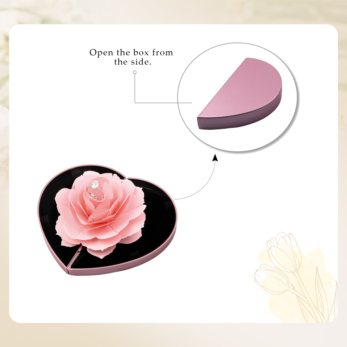 Ring Gift Box Rose Exquisite Jewelry Box Valentine's Day Gift Packaging Box-Jessemade AU