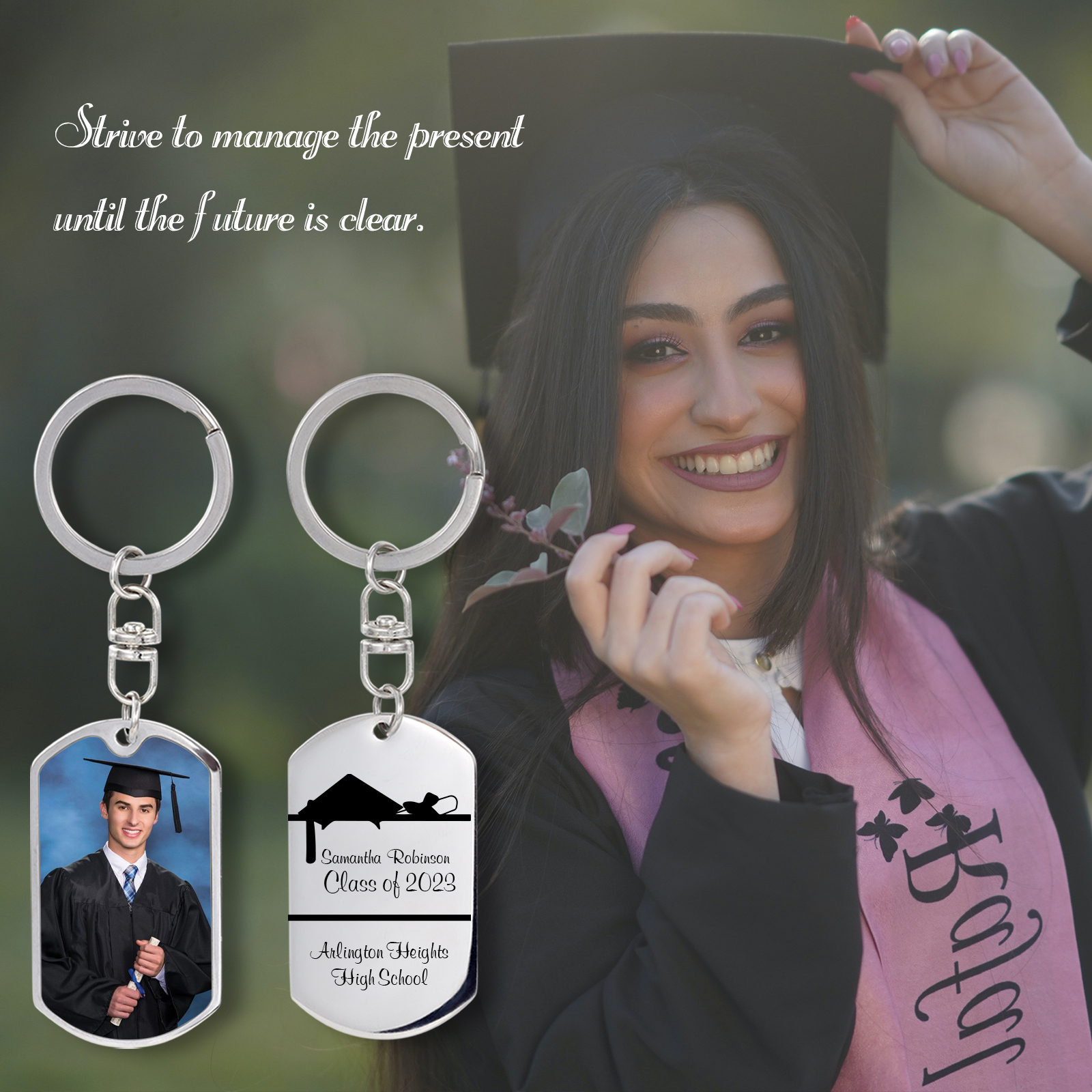 Personalised Photo Keychain Graduation Keyring-Jessemade AU