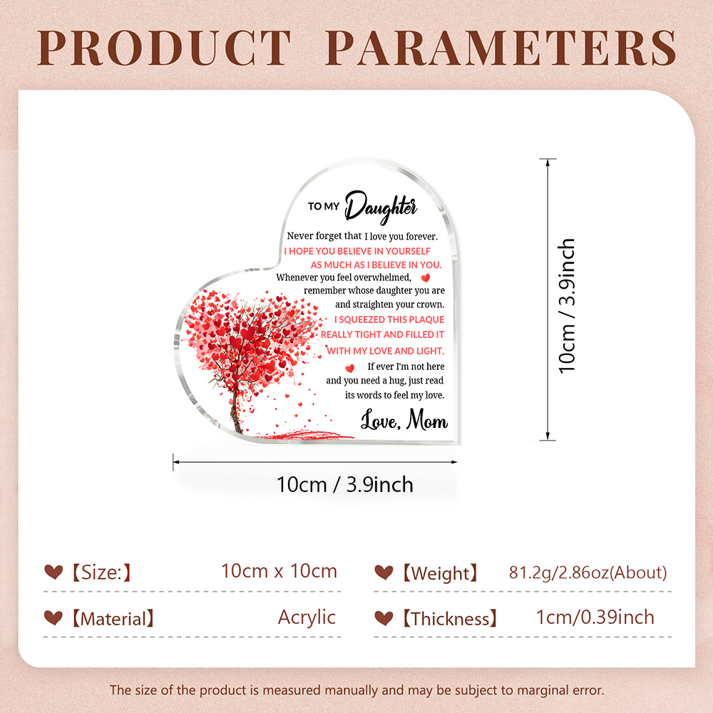 To My Daughter Acrylic Heart Keepsake Red Tree Ornament - Never Forget That I Love You Forever-Jessemade AU