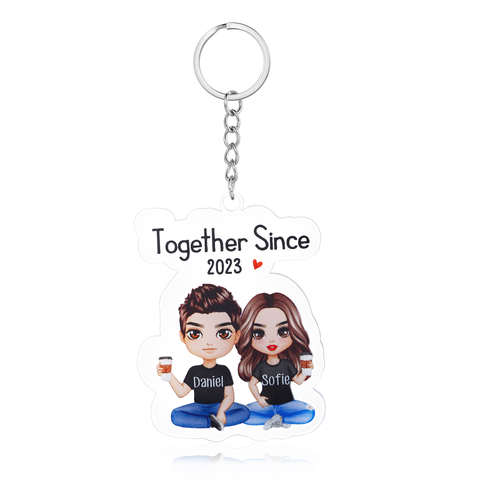 Personalised Acrylic Couple Keychain Customised Name & Text & Date Keychain Valentine's Day Gift for Couples-Jessemade AU
