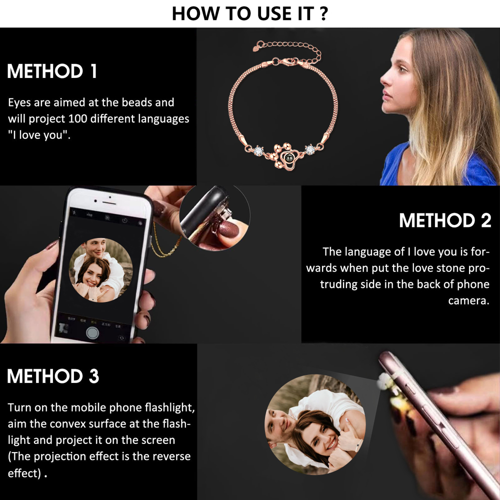 Personalised Projection Bracelet Love Style Paw Photo Bracelet Gifts for Her-Jessemade AU