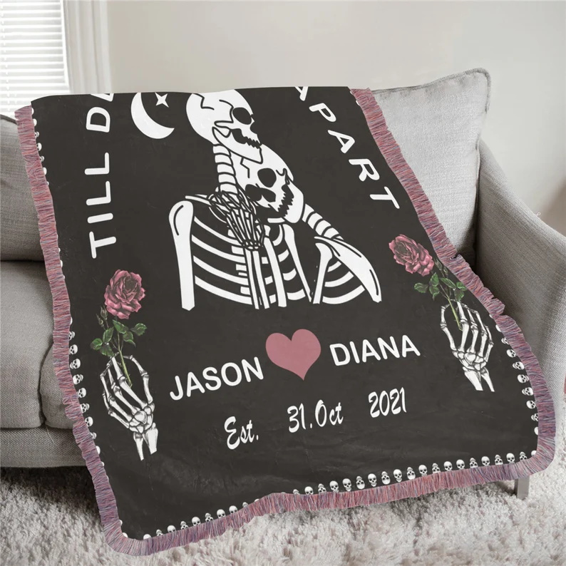"Till Death Do Us Apart" Halloween Blanket Personalised Blanket Couple Blanket-Jessemade AU