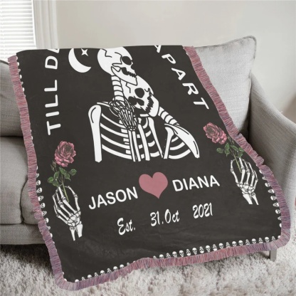 "Till Death Do Us Apart" Halloween Blanket Personalised Blanket Couple Blanket-Jessemade AU