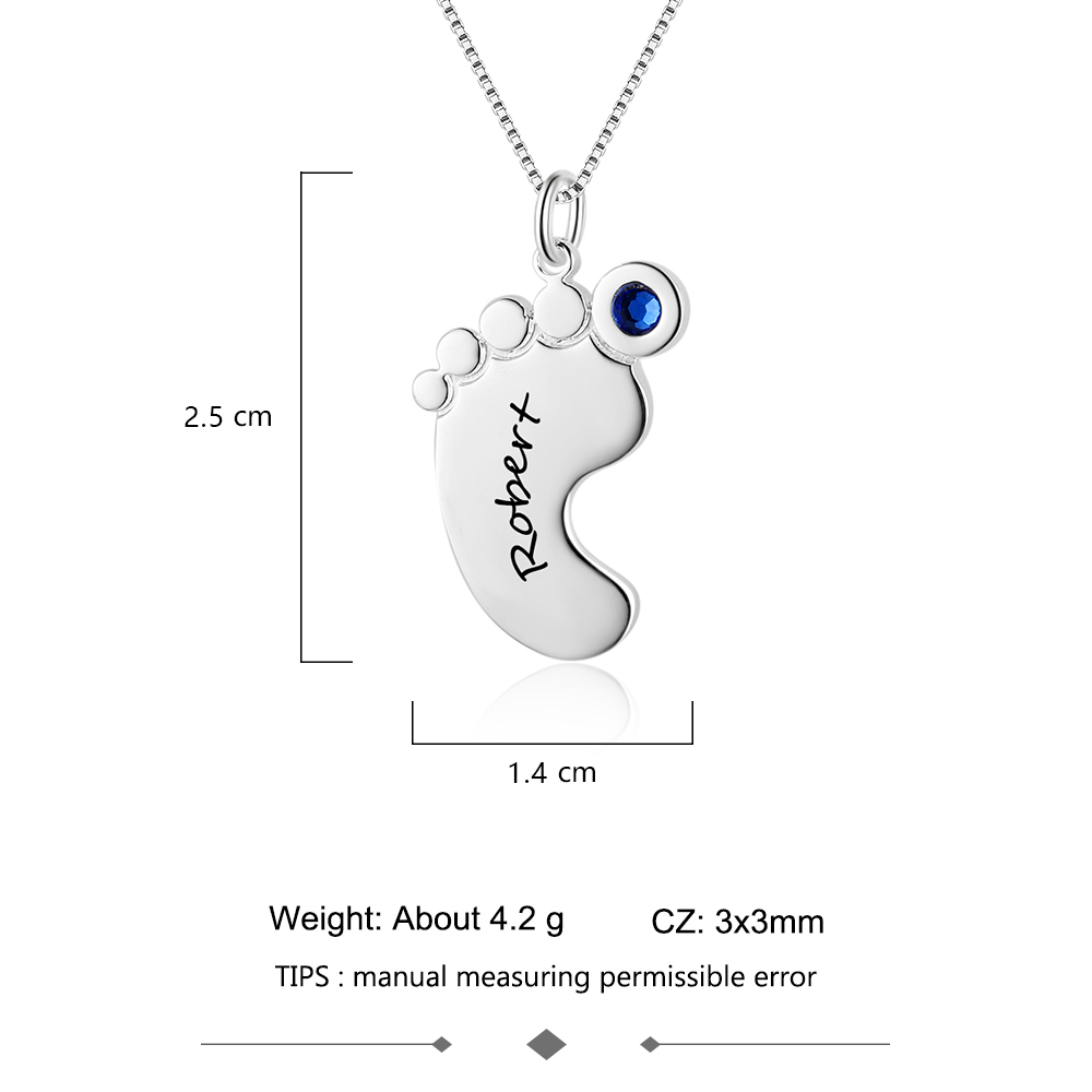 Mother’s Day Gifts Customised Baby Feet Pendant Necklace with Name and Birthstone for Mom-Jessemade AU
