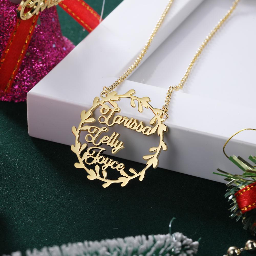 Personalised Circle Necklace Custom 3 Names Necklace Gift For Her-Jessemade AU