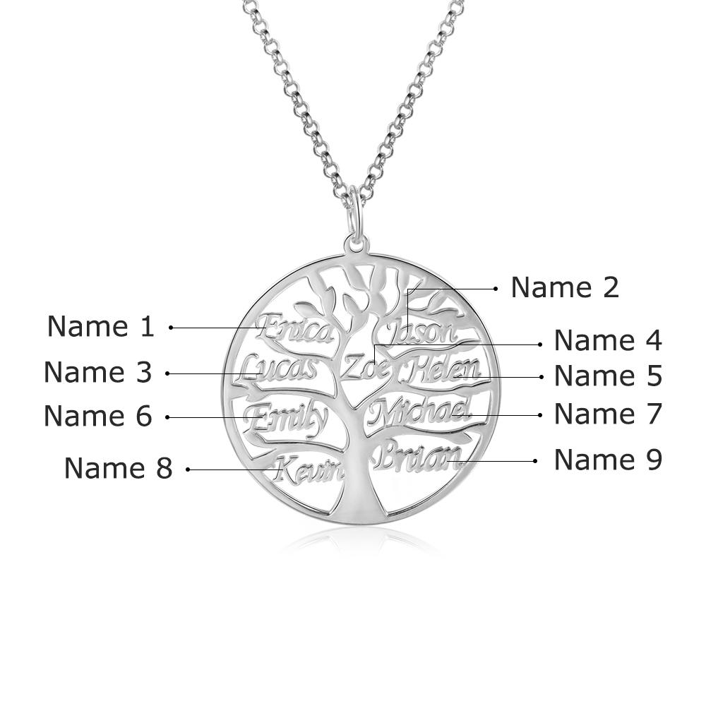 Personalised Family Tree Name Necklace Custom 9 Names Name Necklace-Jessemade AU