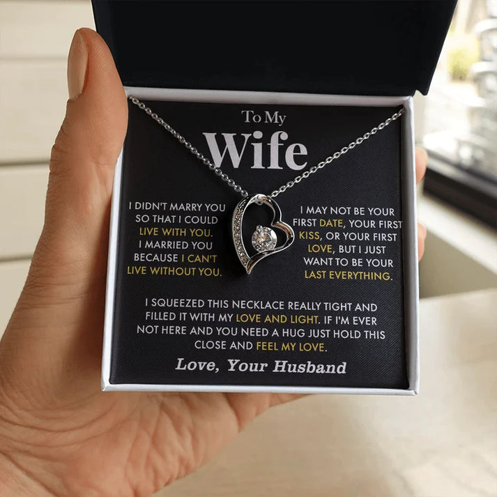 To My Wife Heart Necklace Valentine's Day Birthday Gift for Wife - I Married You Because I Can't Live Without You-Jessemade AU