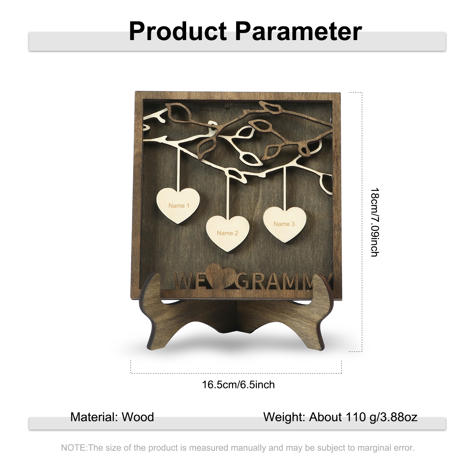 Custom Family Tree Sign Engrave 3 Names Wooden Family Frame Home Decor-Jessemade AU