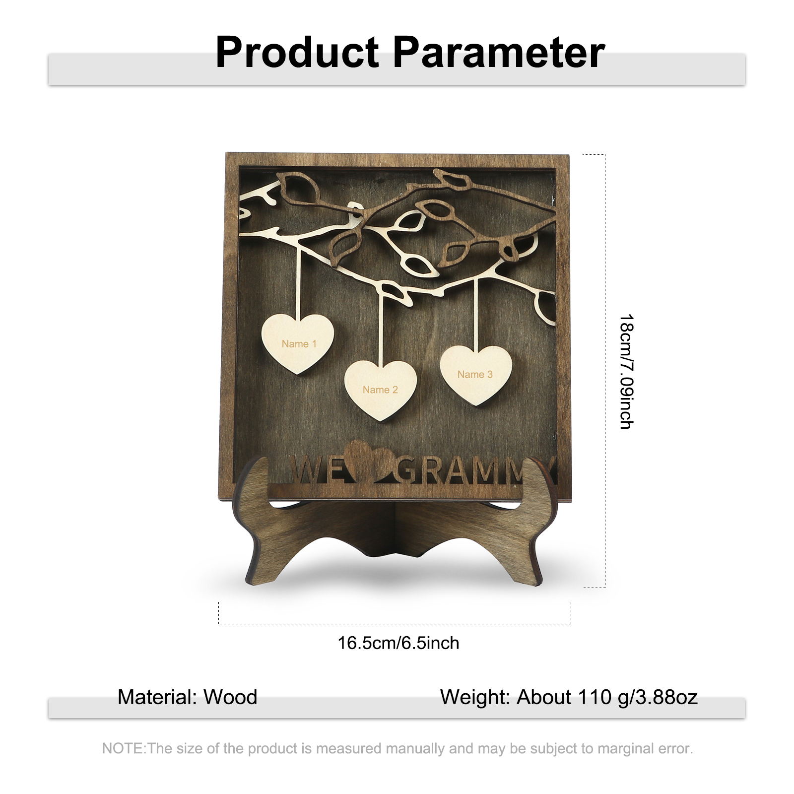 Custom Family Tree Sign Engrave 3 Names Wooden Family Frame Home Decor-Jessemade AU